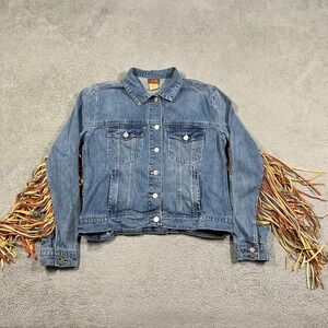Scully Jean Jacket Womens Large Blue Denim Fringe Western Cowgirl